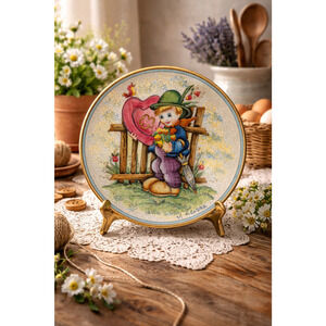Vintage V. Tiziano 1977 Valentine Plate #1143 Hand Painted 7.5” - Italy